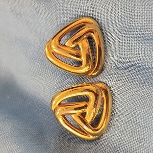 Movitex Retro Vintage 70s-80s Gold-Tone Triangular Knot Stud Earrings